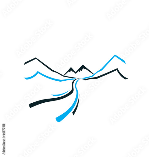Road Mountain and Valley. Vector icon