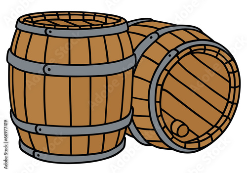 wooden barrels