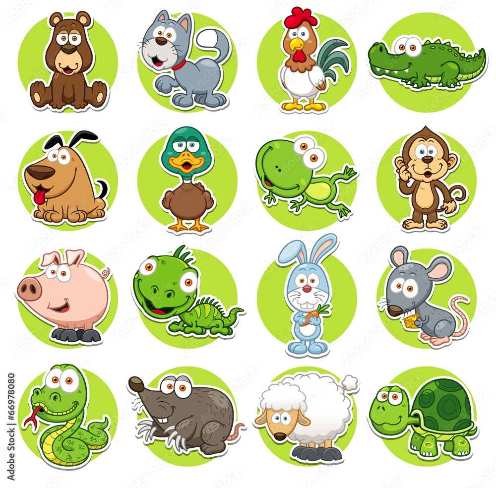 Fototapeta premium Vector illustration of Animals set Cartoon