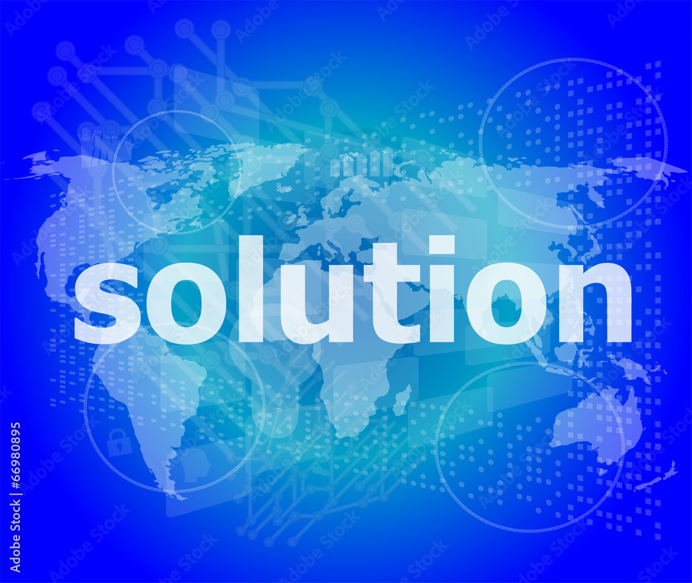 The word solution on digital screen, business concept