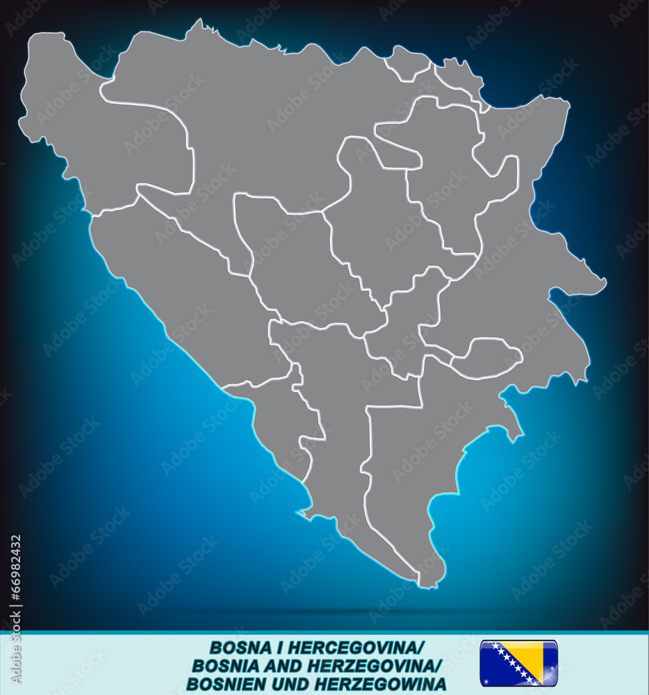 Karte von Bosnien-Herzegowina in leuchtend blau Karte von Bosnien-Herzegowina in leuchtend blau