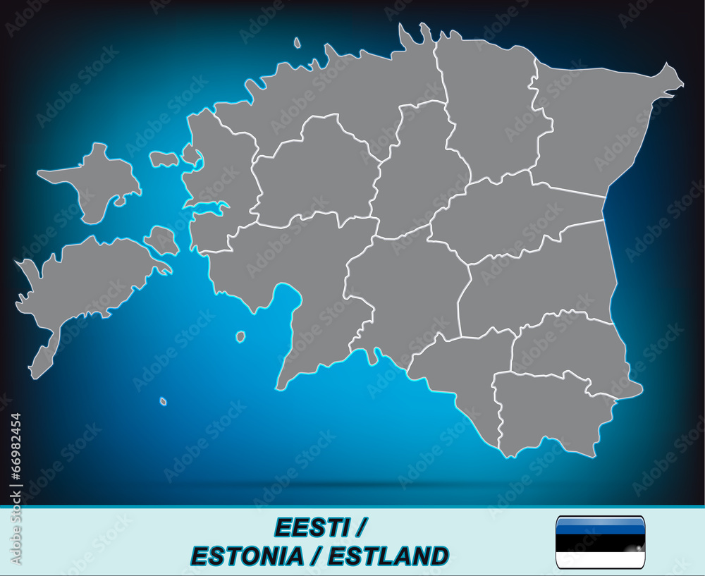 Karte von Estland in leuchtend blau Karte von Estland in leuchtend blau