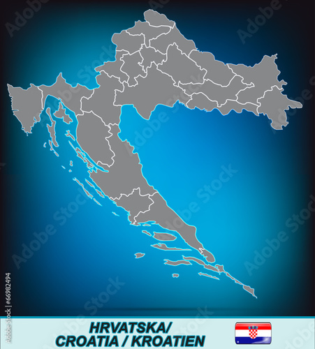 Karte von Kroatien in leuchtend blau