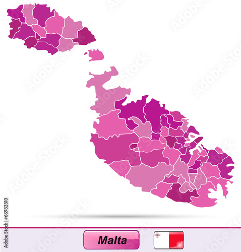 Karte von Malta mit Grenzen