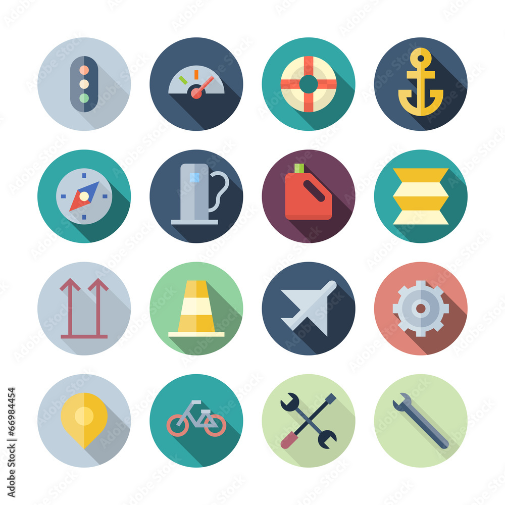 Flat Design Icons For Transportation