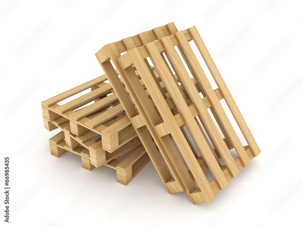 Wooden pallets.