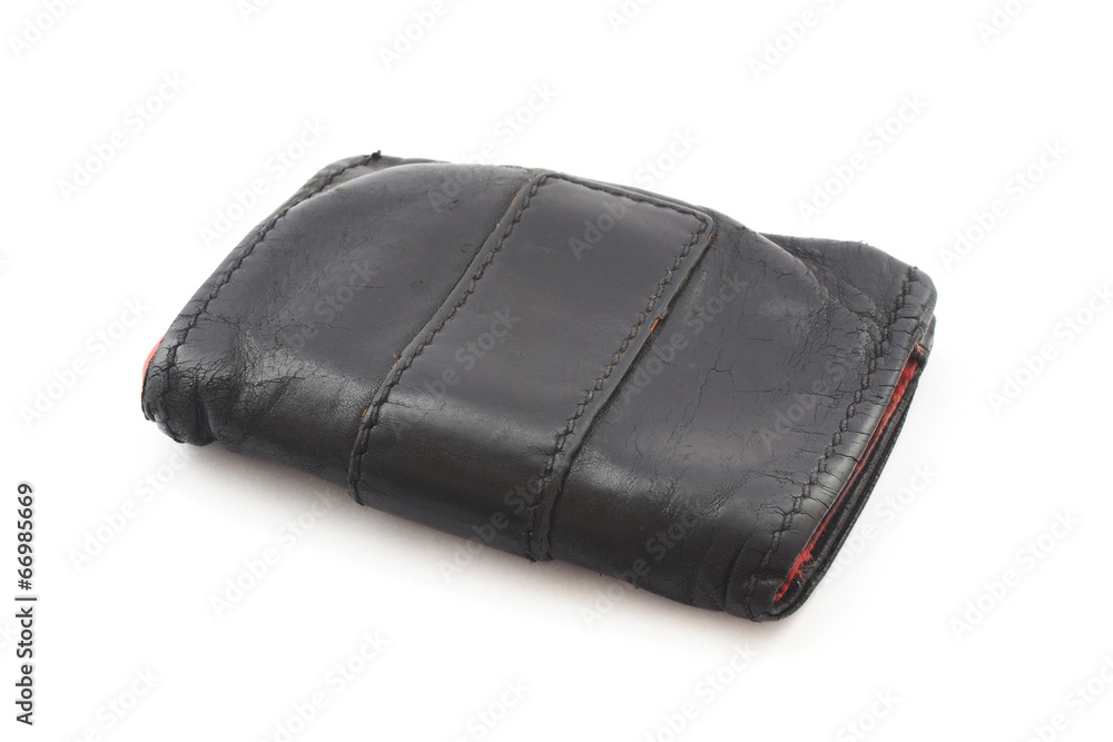 old black wallet on white background old black wallet on white background