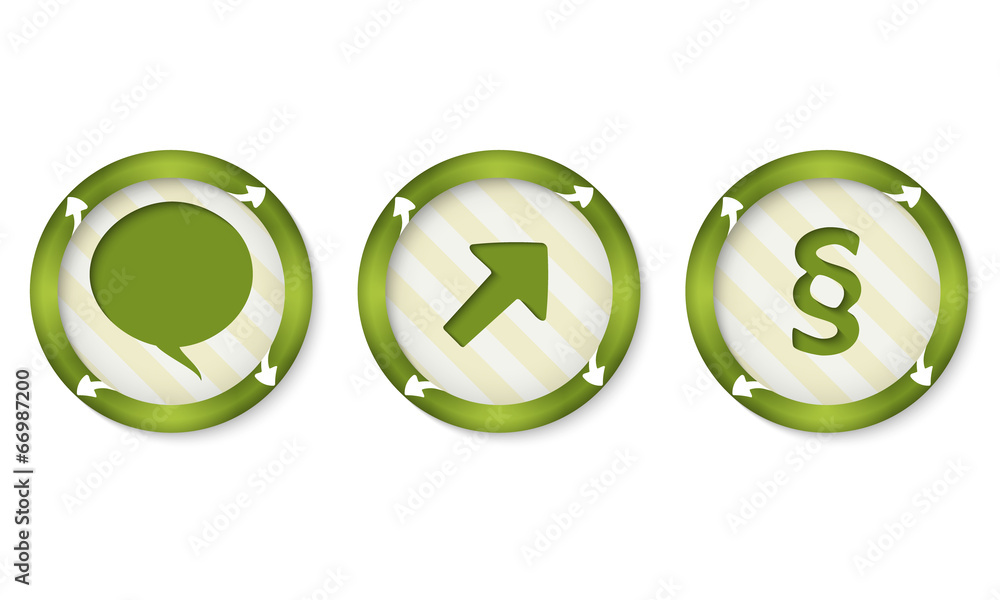 set of three icons with symbols