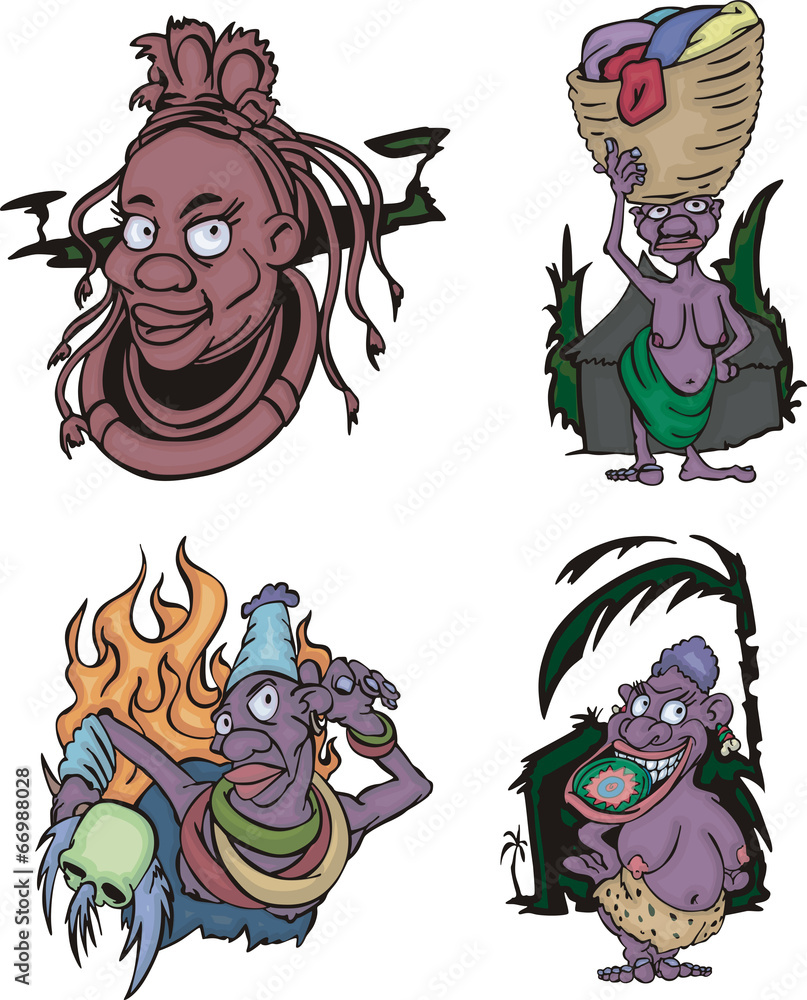 Comic African aborigines women