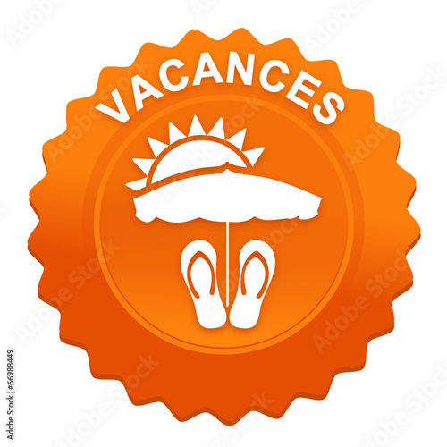 vacances sur bouton web denté orange