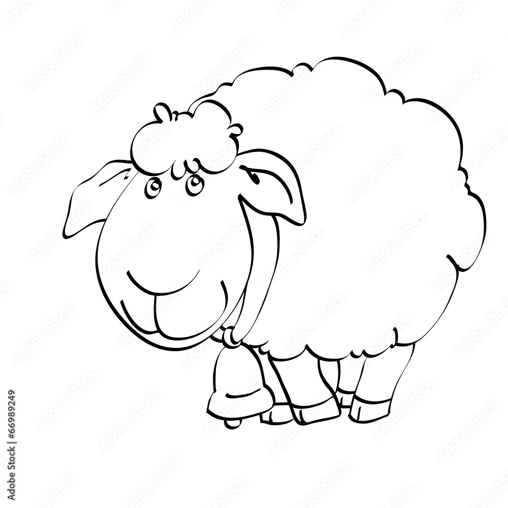 Lovely lamb in Santa's cap with bell Lovely lamb in Santa's cap with bell