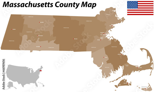 Massachusetts County Map photo