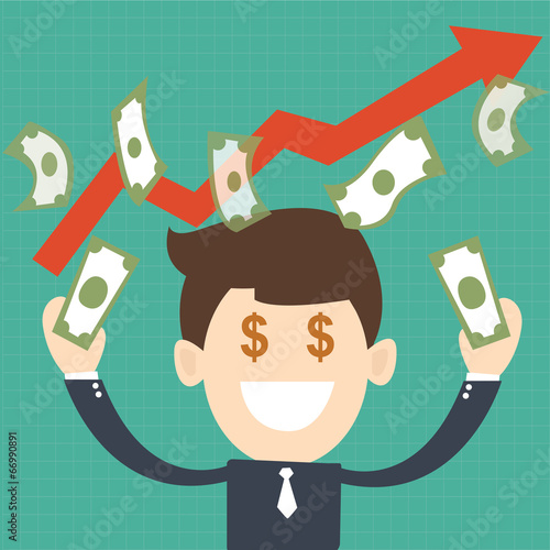 Businessman rejoicing for his success