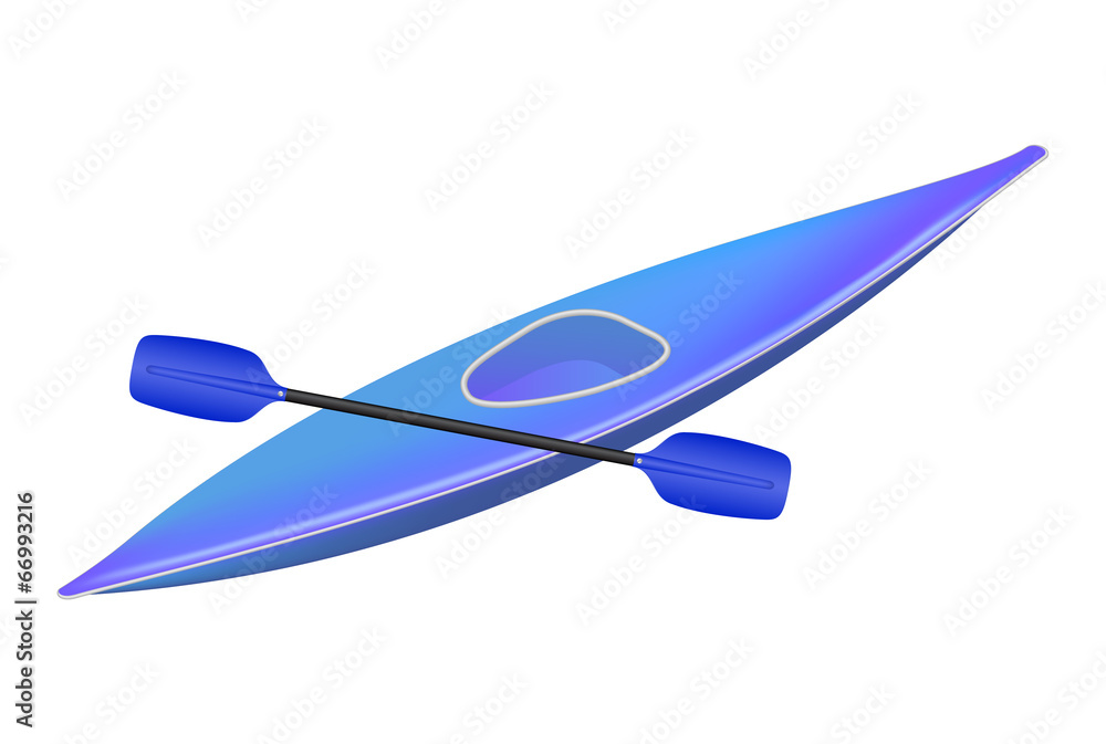 Kayak with paddle in blue design Kayak with paddle in blue design