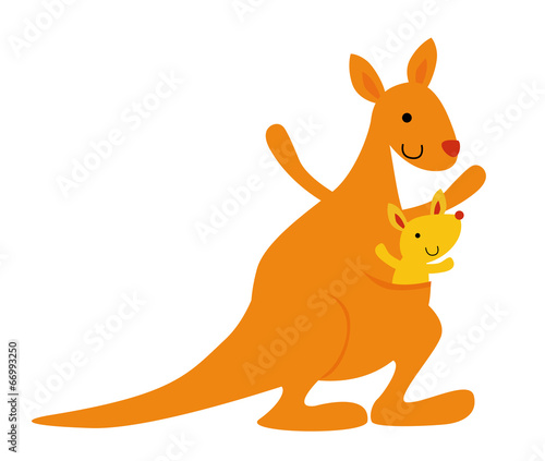 mother kangaroo with her little baby