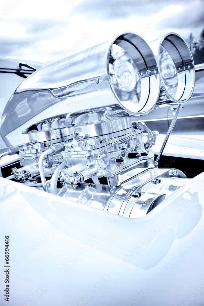 Obraz premium blue toned dragster supercharger HDR