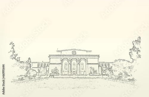 Architecture. Sketch. Drawing of building