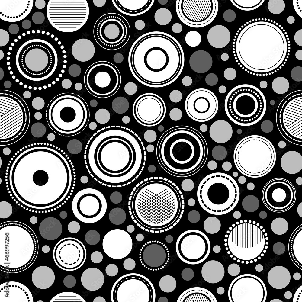 Black and white abstract geometric circles seamless pattern Black and white abstract geometric circles seamless pattern