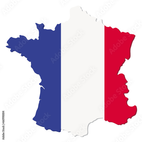 Carte de France. Drapeau national. French map flag.