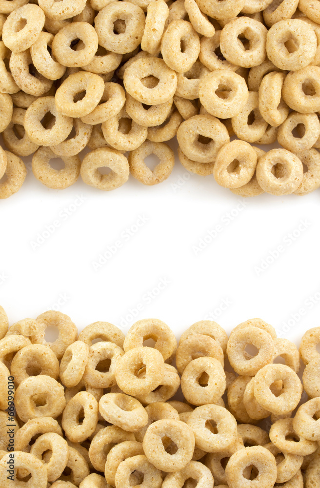 corn flakes rings as background