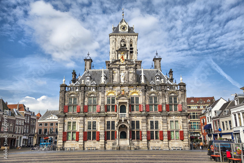 Vászonkép Delft city hall
