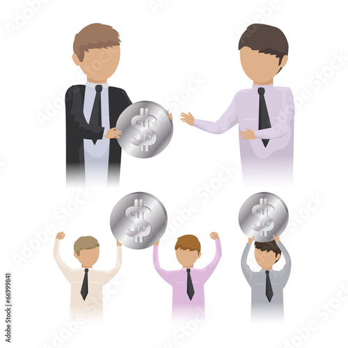 People Big Dollar Winner - Isolated On White Background