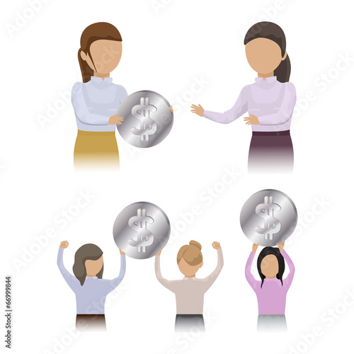 People Big Dollar Winner - Isolated On White Background