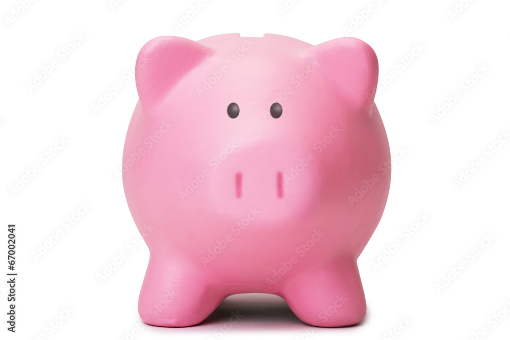 Piggy bank and coins