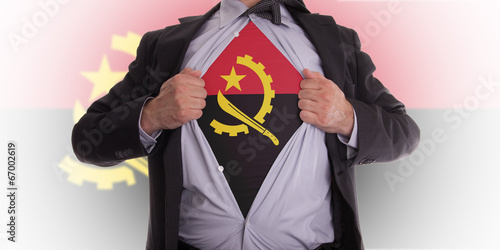 Business man with Angola flag t-shirt