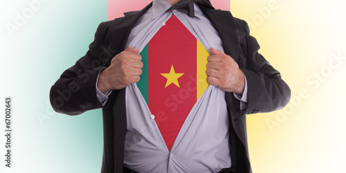Business man with Cameroon flag t-shirt
