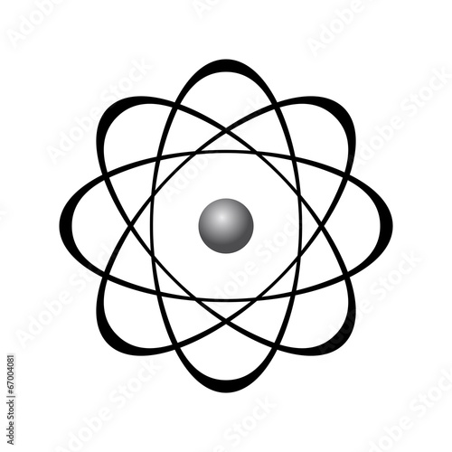 Abstract model of atom isolated on white background