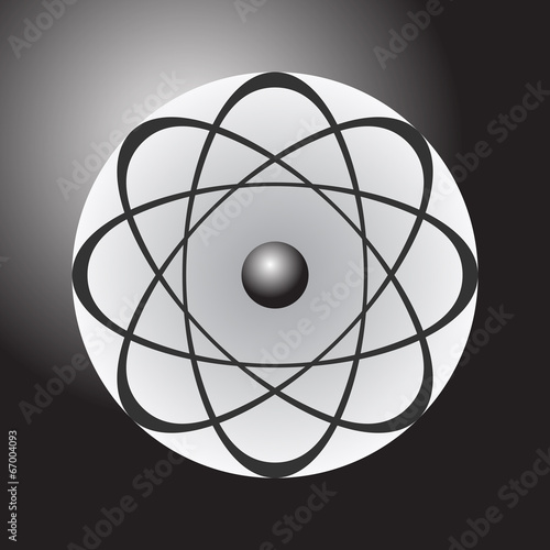 Abstract model of the atom on dark gradient background