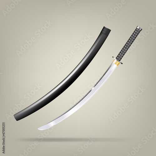 Japanese sword. Vector illustration.