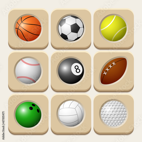 Sport balls icon set. Vector illustration.