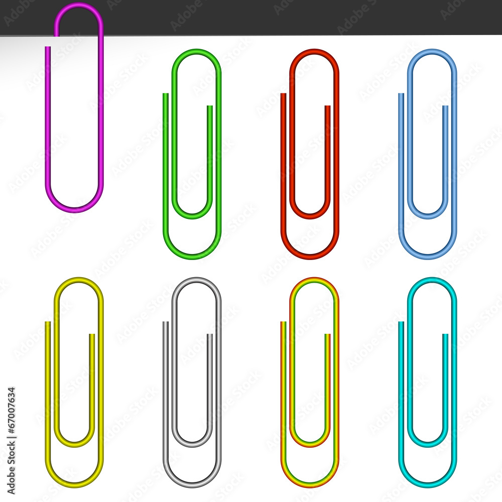 Colored paper clips. Colored paper clips.