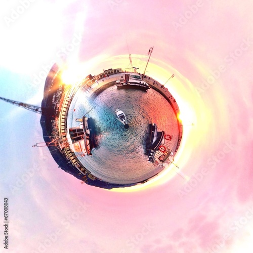 Abstract harbor in a circular shape