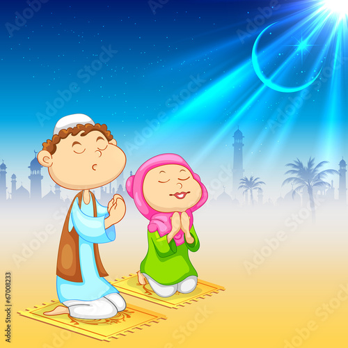 Kids offering namaaz for Eid celebration