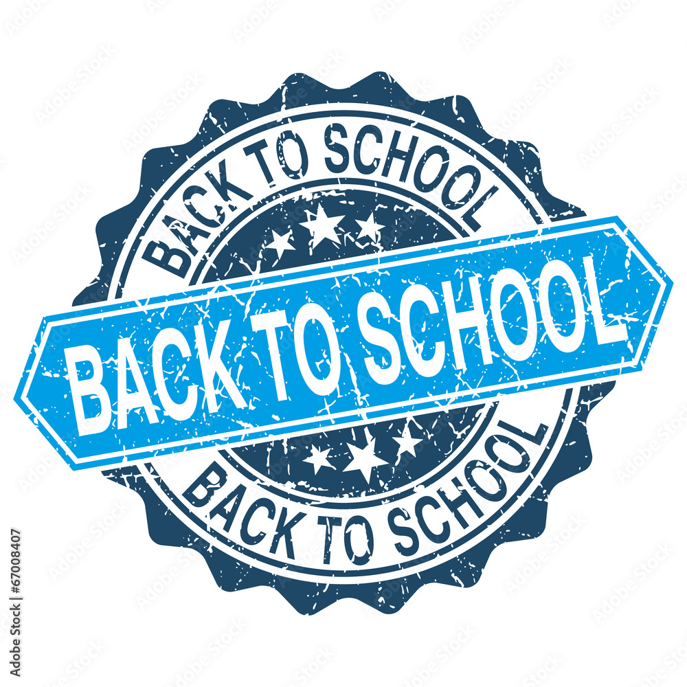 Back to school grungy stamp isolated on white background