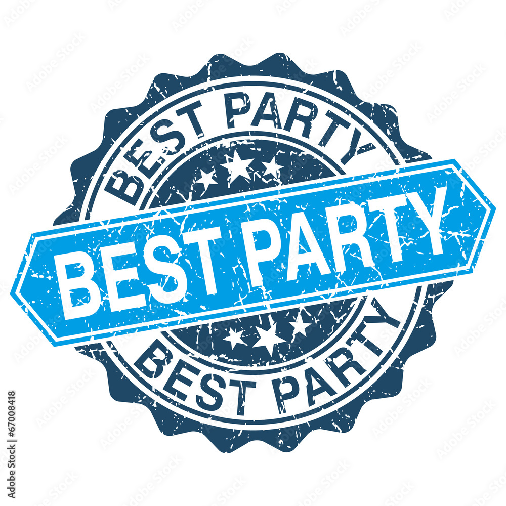Fototapeta premium Best party grungy stamp isolated on white background