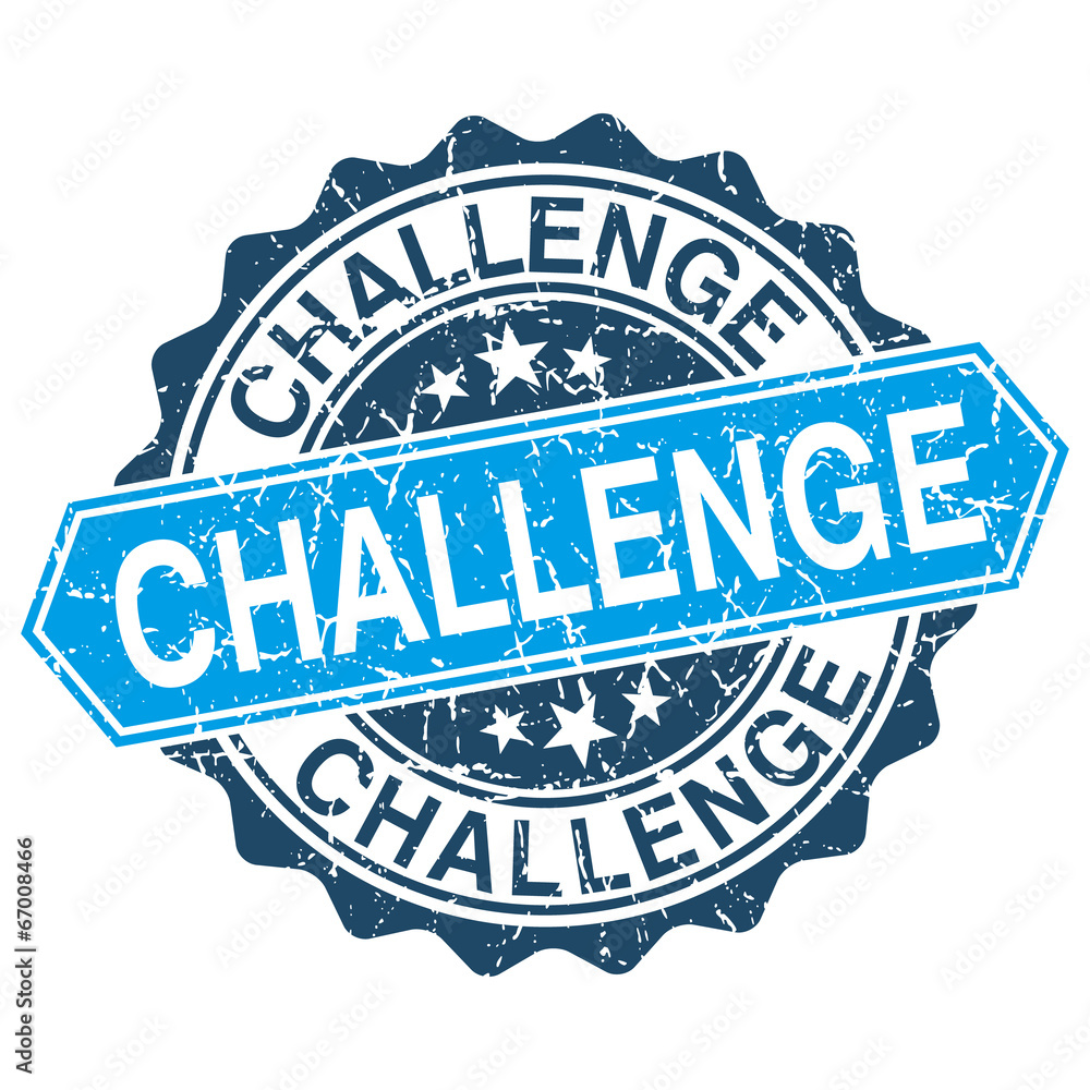 Fototapeta premium Challenge grungy stamp isolated on white background