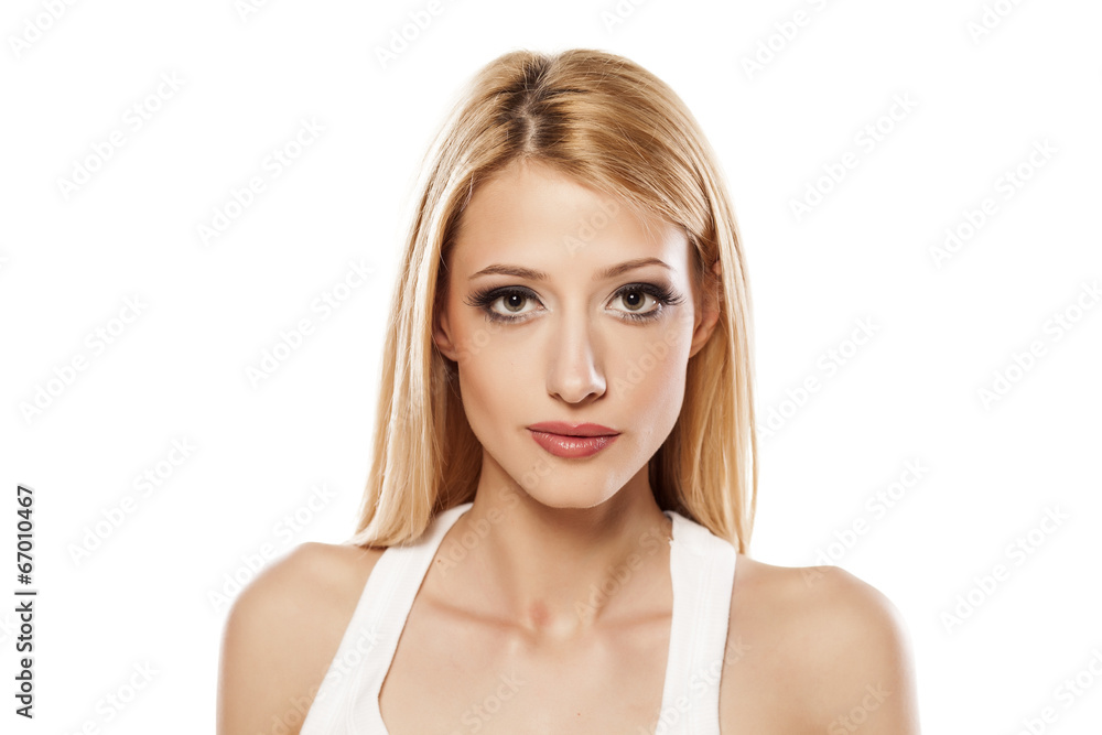 beautiful serious blonde girl