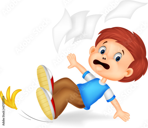 Cartoon boy fall down