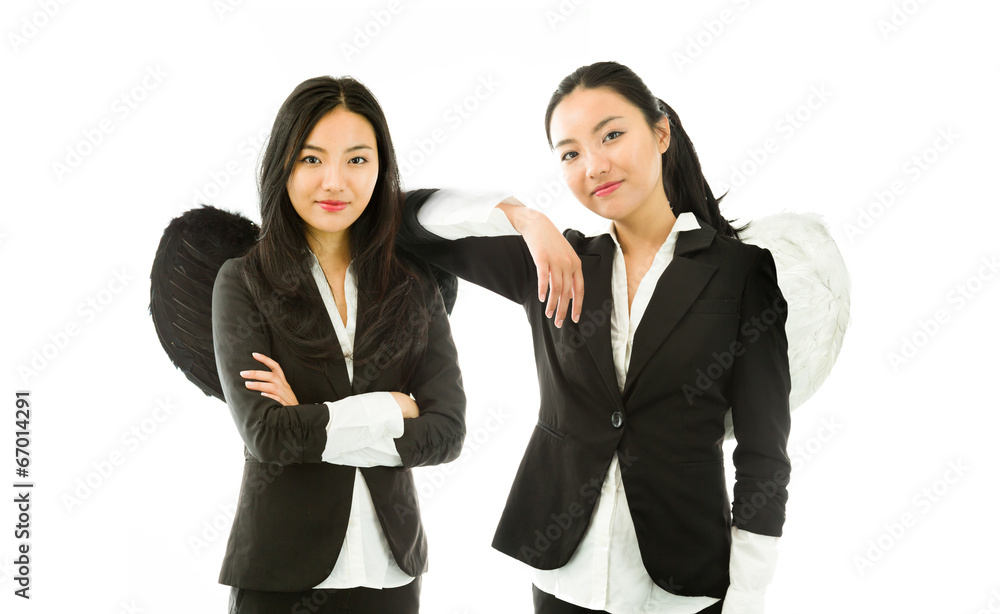 Multiple image representing two different angel sides of a young Multiple image representing two different angel sides of a young