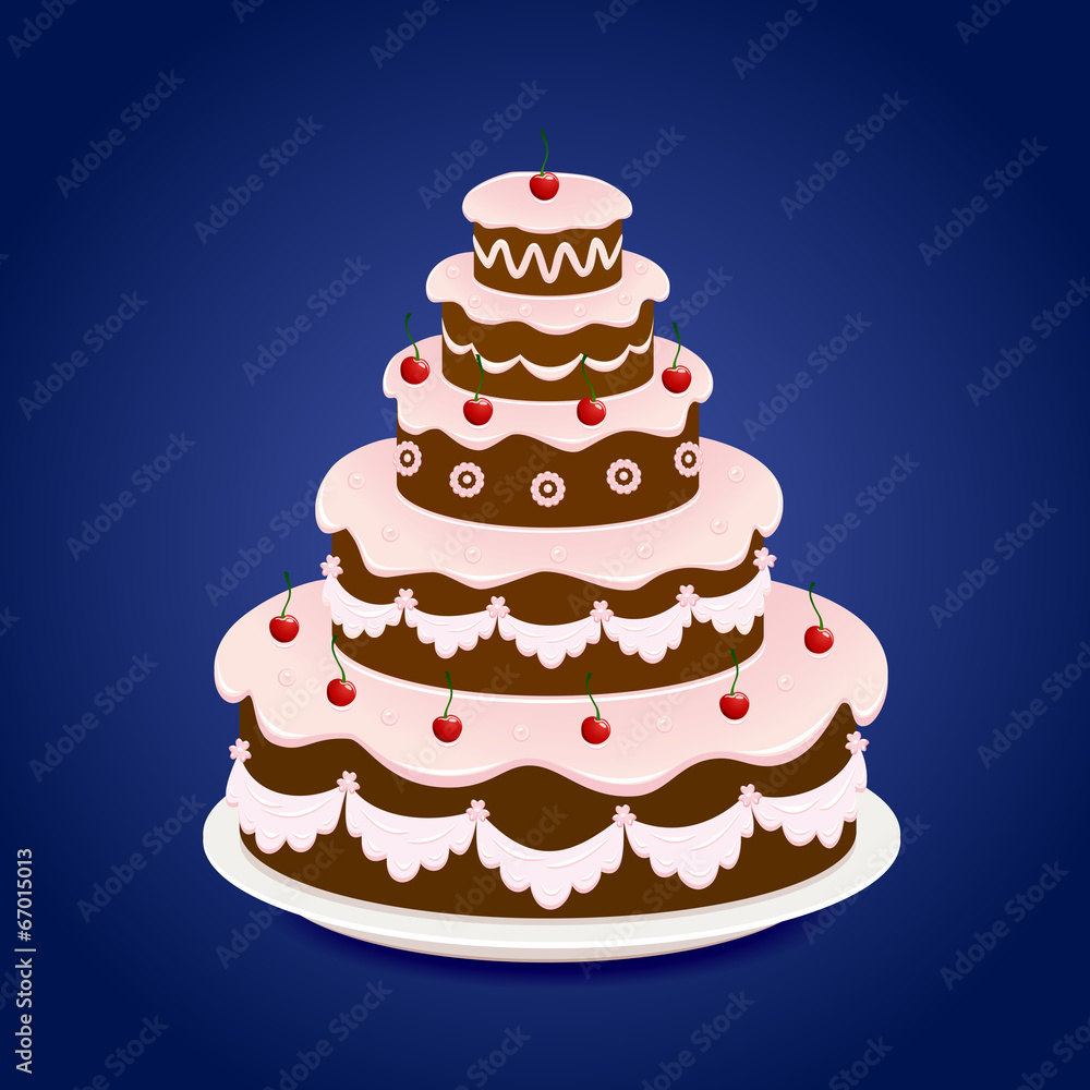 Birthday cake with cherry Birthday cake with cherry