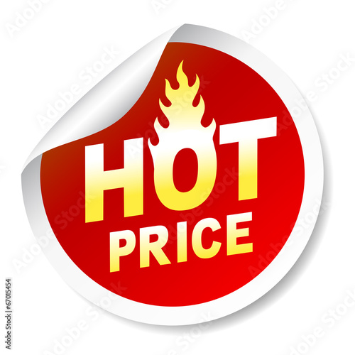 Hot price sticker badge with flame