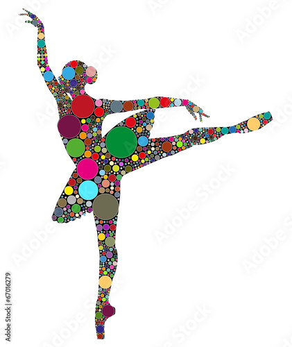 silhouette di ballerina composta da colori
