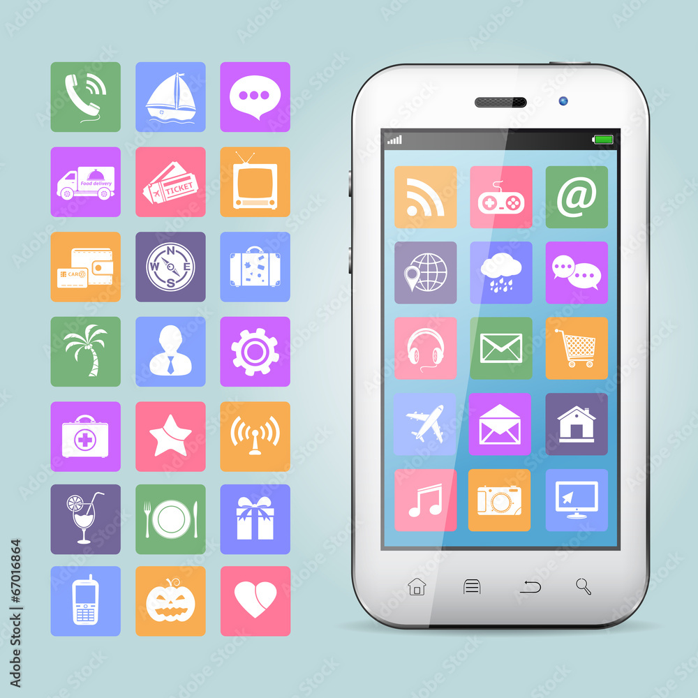Mobile phone with app icons