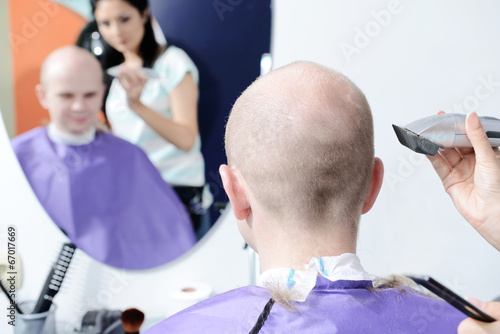 Young man in beauty salon