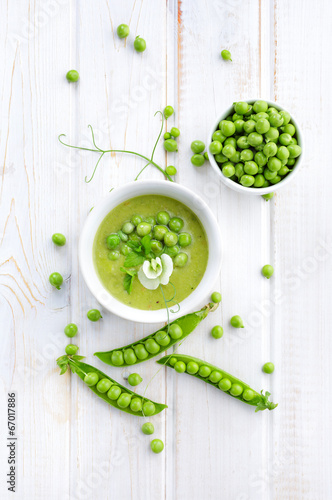 Bilde på lerret Green peas soup