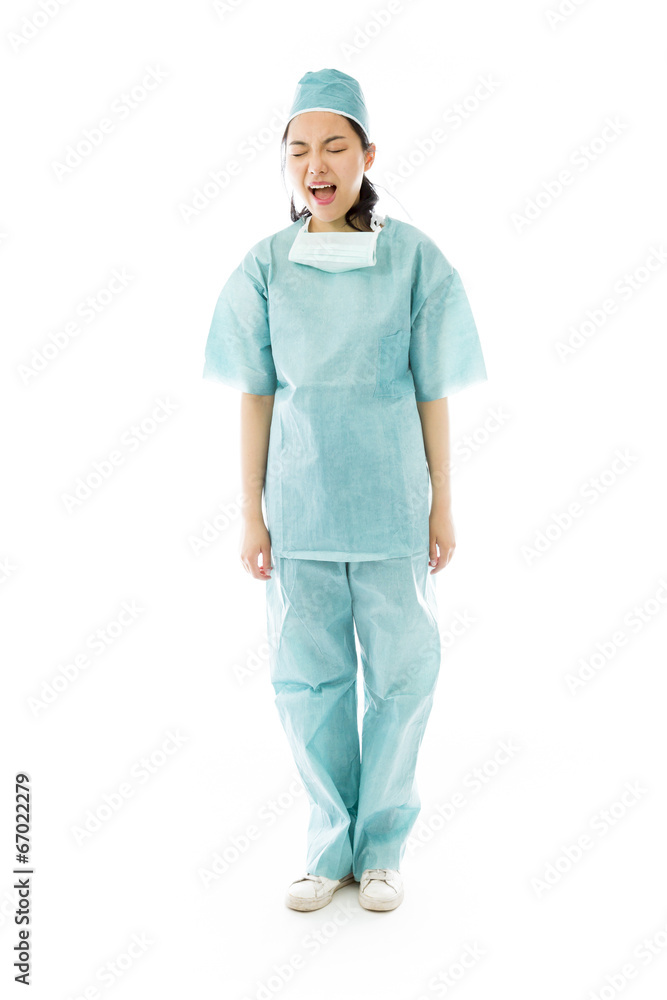 Asian female surgeon shouting